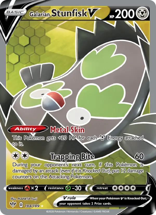 Galarian Stunfisk V #184 — Darkness Ablaze