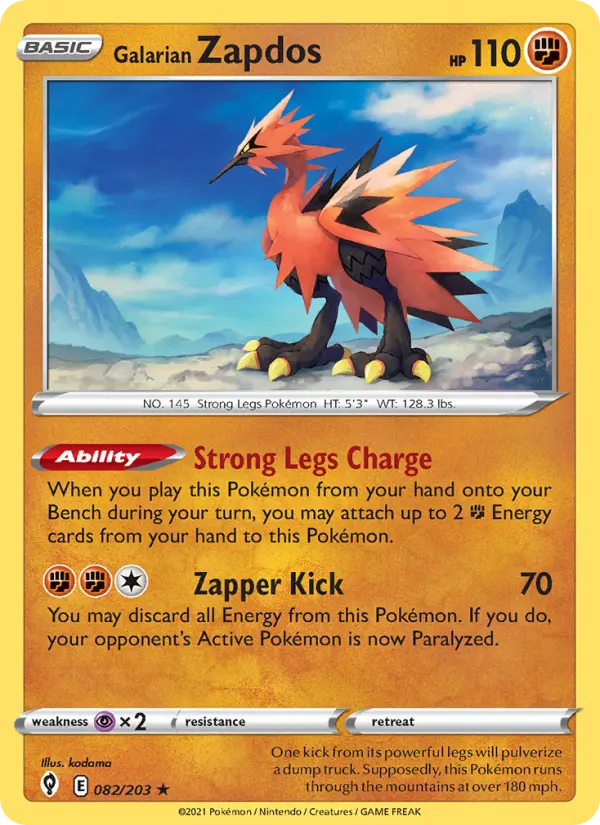 Galarian Zapdos #82 — Evolving Skies