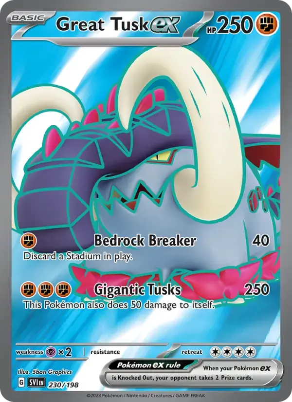 Great Tusk ex #230 — Scarlet & Violet