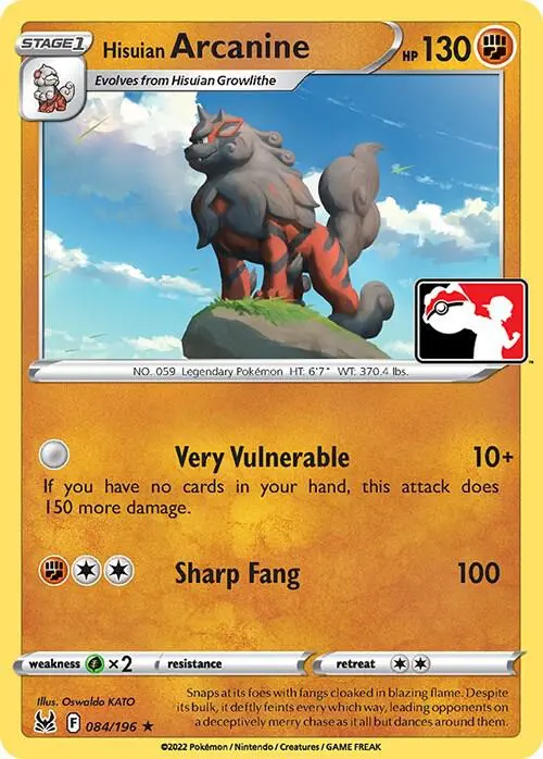 Hisuian Arcanine #084 — Play! Pokémon Prize Pack Series