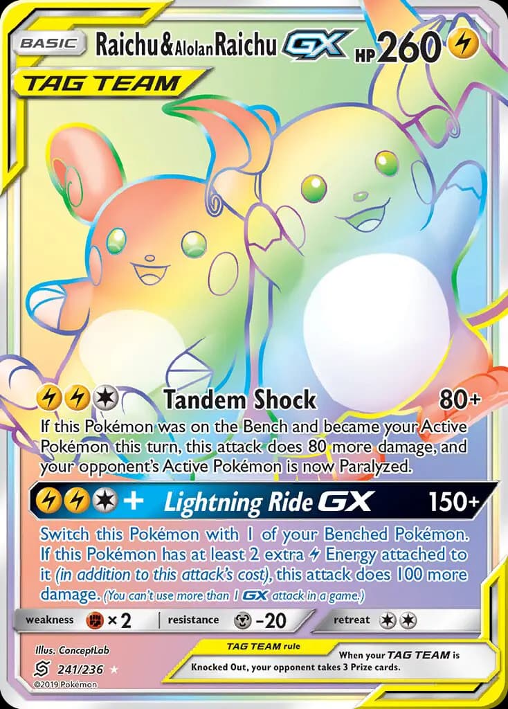 Raichu & Alolan Raichu GX #241 — Unified Minds