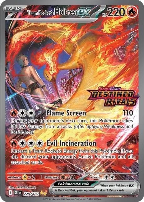 Team Rocket's Moltres ex #229 Stamp V1 — Destined Rivals