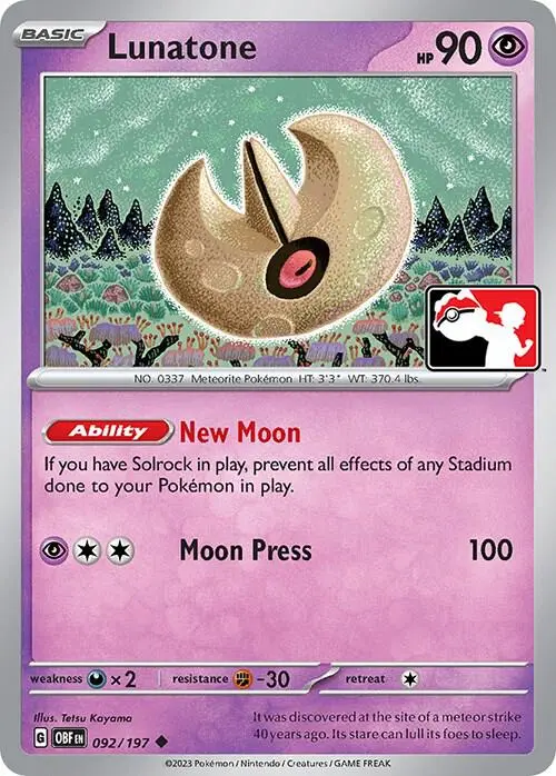 Lunatone #092 — Play! Pokémon Prize Pack Series