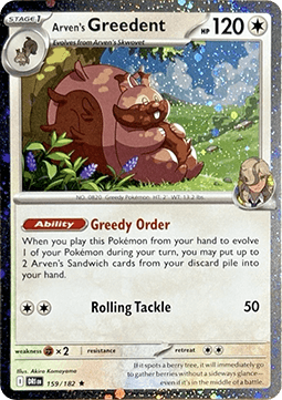 Arven's Greedent #159 Cosmos Holo — Destined Rivals