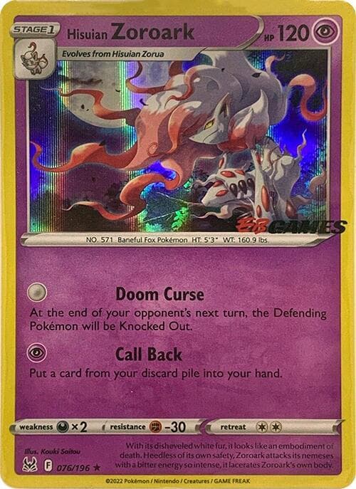Hisuian Zoroark #076 Stamp V1 — Lost Origin