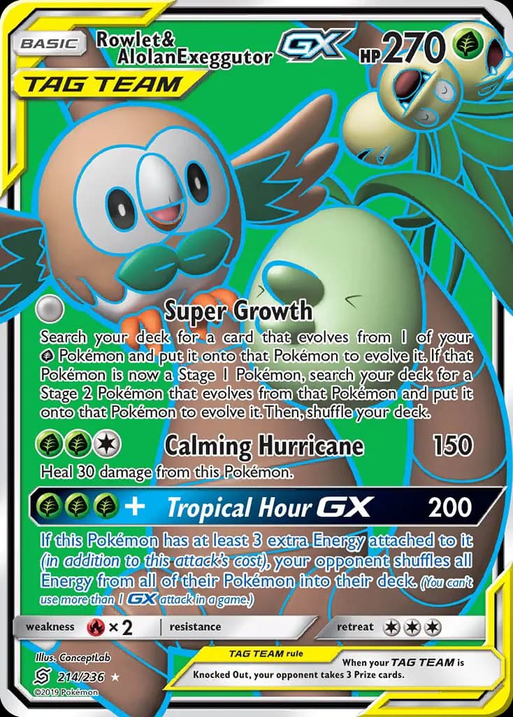 Rowlet & Alolan Exeggutor GX #214 — Unified Minds
