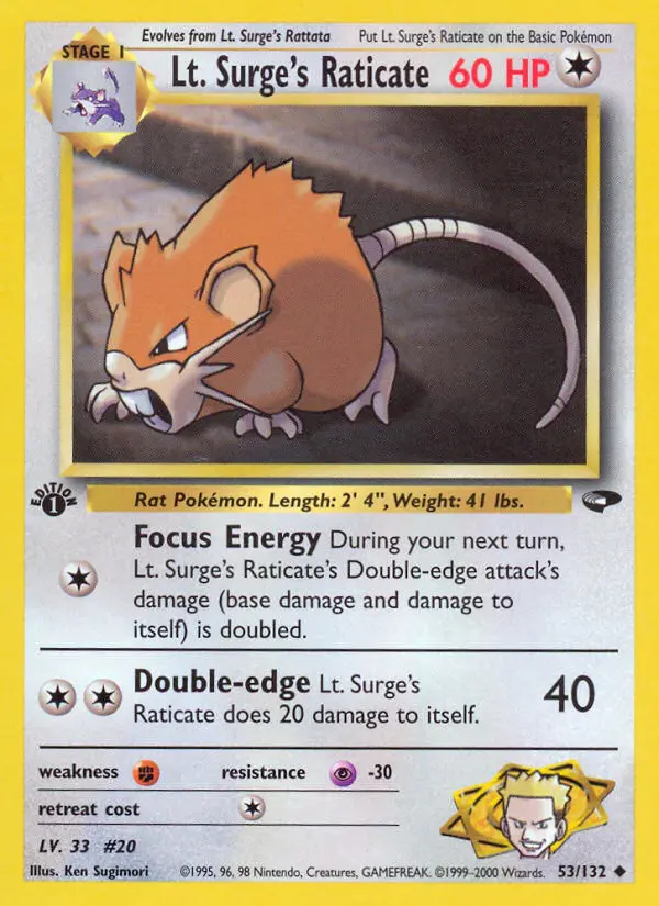 Lt. Surge's Raticate #53 — Gym Challenge