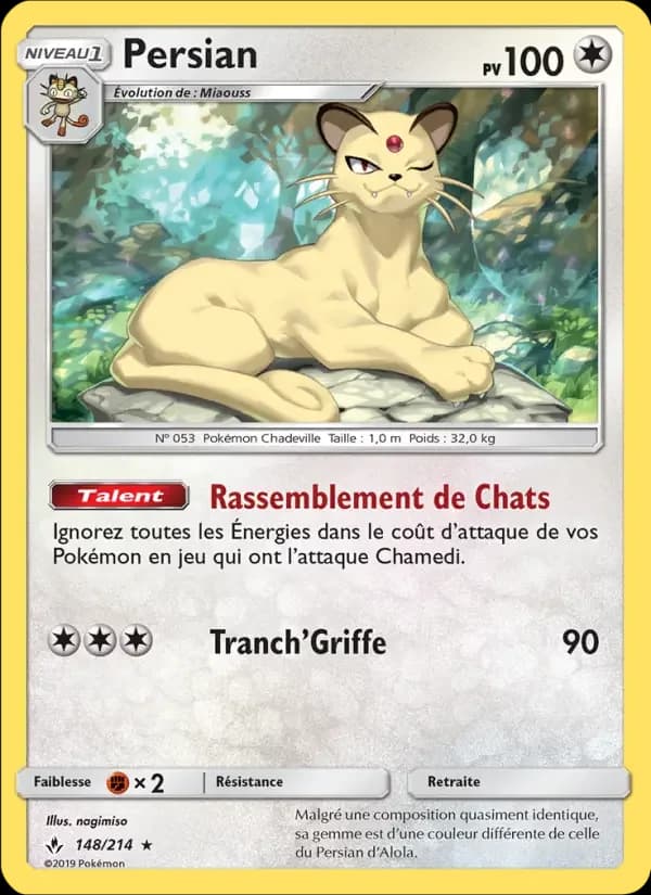 Carte Pokémon Persian #148 — Alliance Infaillible