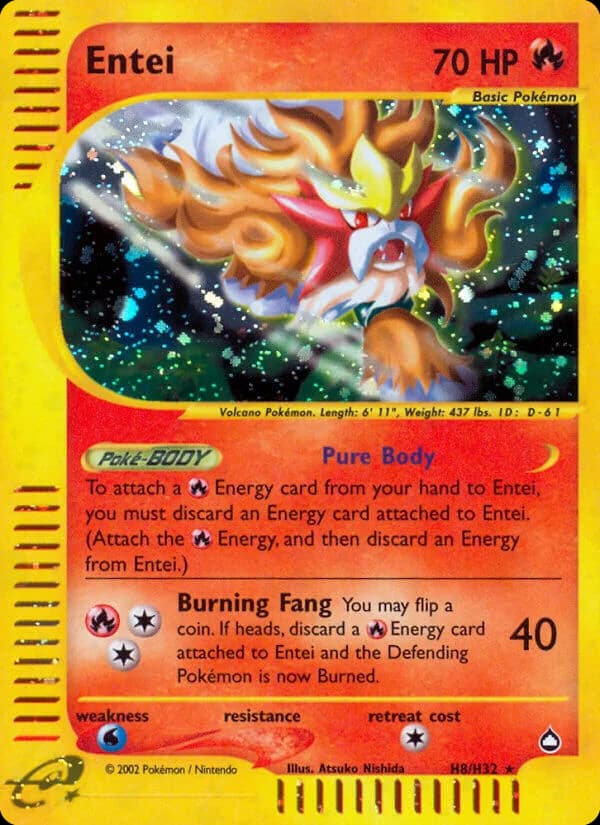 Carte Pokémon Entei #H08 — Aquapolis