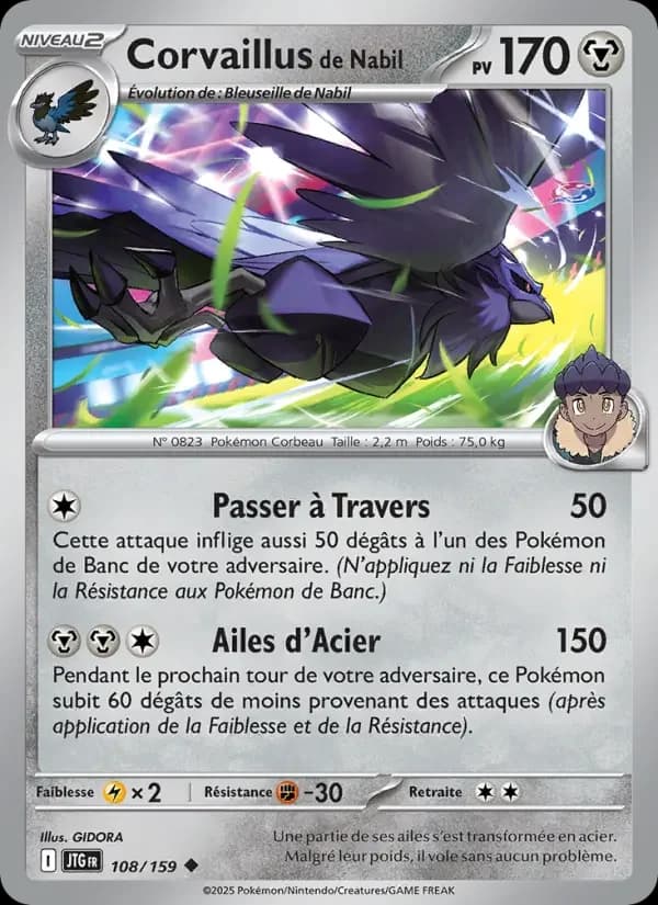 Carte Pokémon Corvaillus de Nabil #108 — Aventures Ensemble