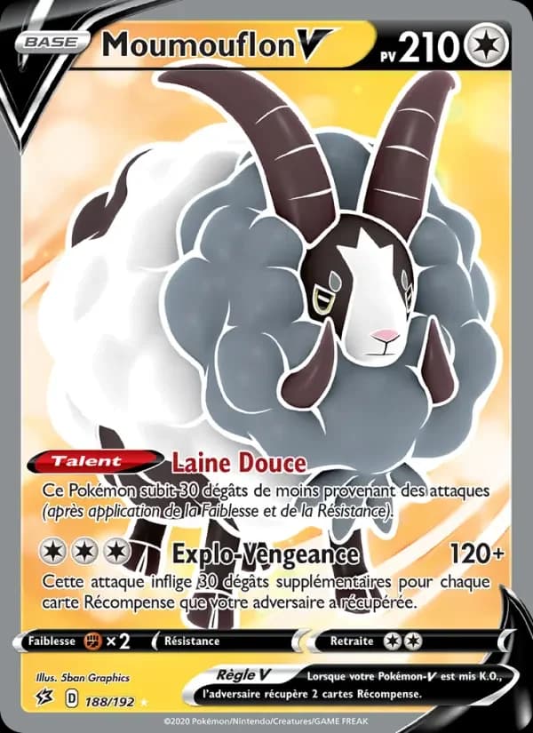 Carte Pokémon Moumouflon V #188 — Clash des Rebelles