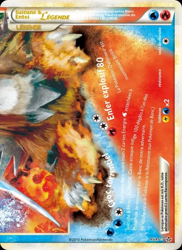 Carte Pokémon Suicune & Entei LÉGENDE (bas) #95 — Déchaînement