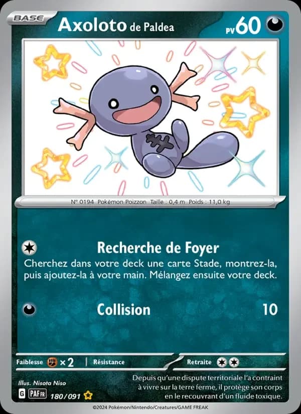 Carte Pokémon Axoloto de Paldea #180 — Destinées de Paldea