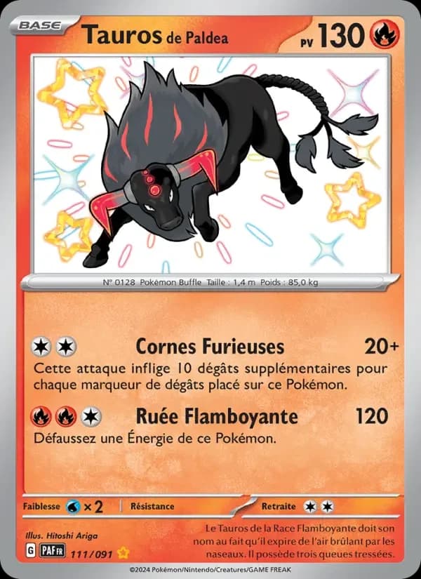 Carte Pokémon Tauros de Paldea #111 — Destinées de Paldea