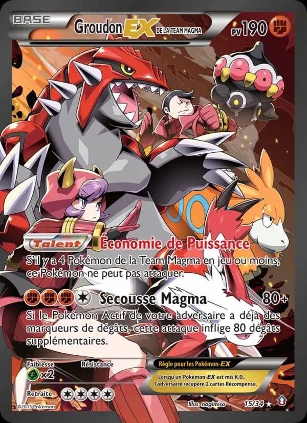 Carte Pokémon Groudon-EX de la Team Magma #15 — Double Danger