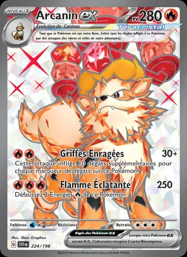 Carte Pokémon Arcanin-ex #224 — Écarlate et Violet