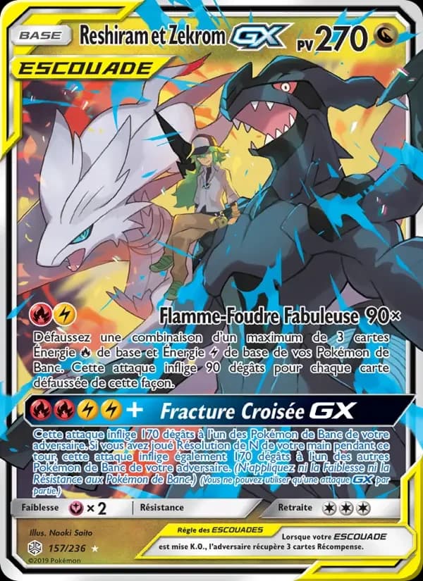Carte Pokémon Reshiram et Zekrom GX #157 — Éclipse Cosmique