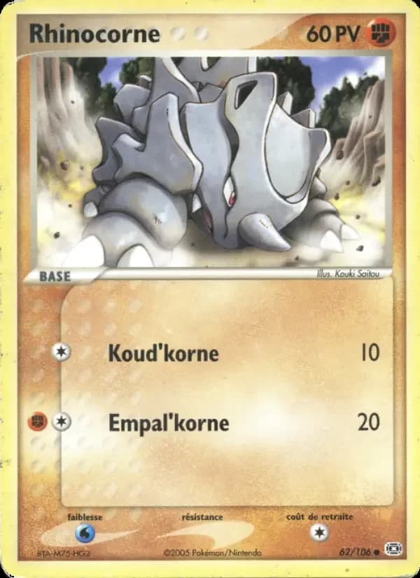 Carte Pokémon Rhinocorne #62 — Émeraude