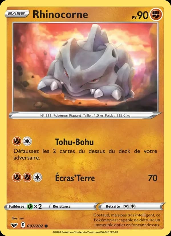 Carte Pokémon Rhinocorne #97 — Épée et Bouclier