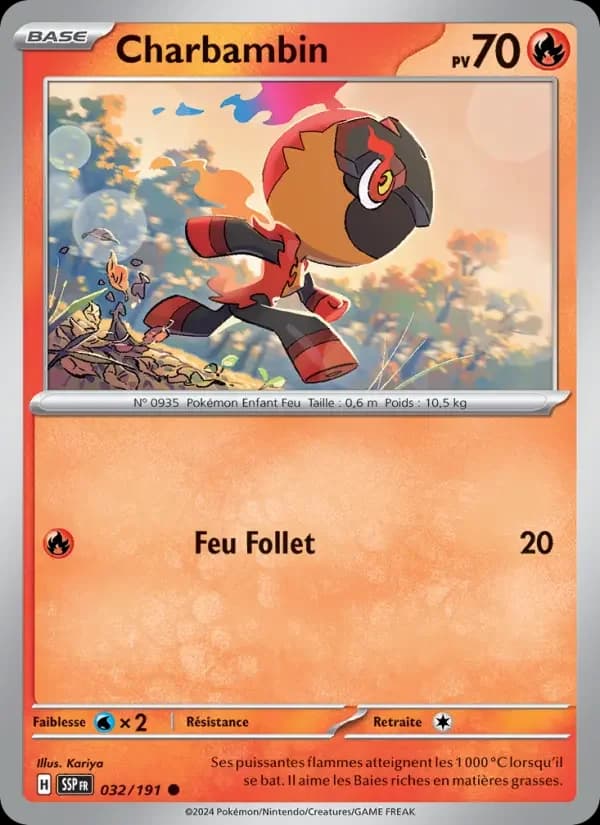 Carte Pokémon Charbambin #032 — Étincelles Déferlantes