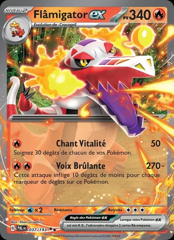 Carte Pokémon Flâmigator-ex #037 — Évolutions à Paldea
