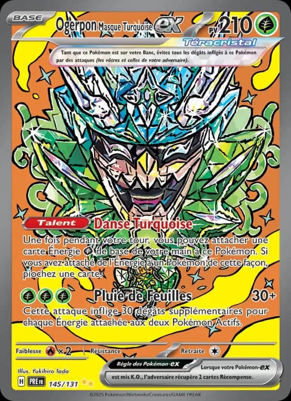 Carte Pokémon Ogerpon Masque Turquoise-ex #145 — Évolutions Prismatiques