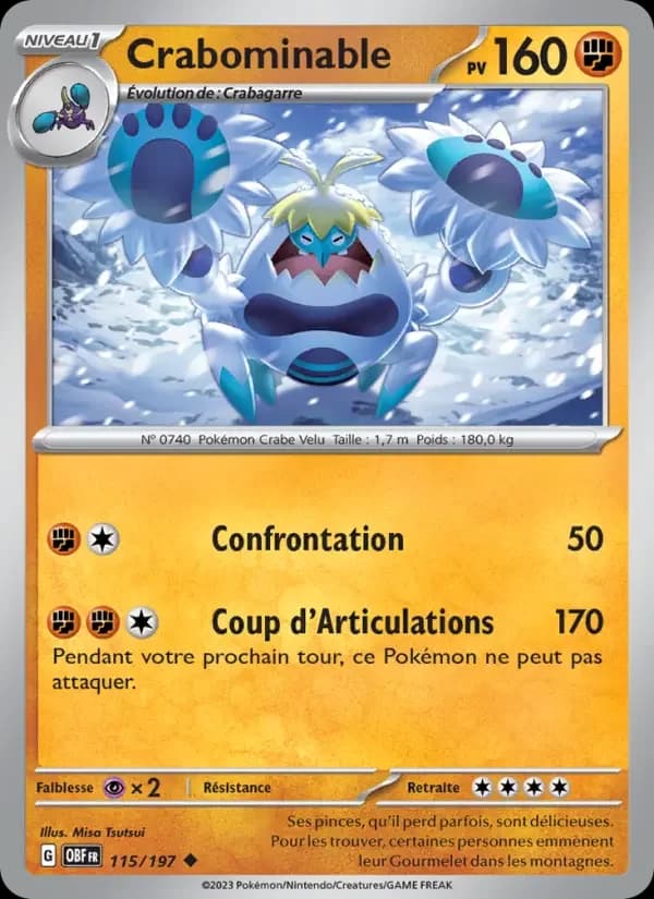 Carte Pokémon Crabominable #115 — Flammes Obsidiennes