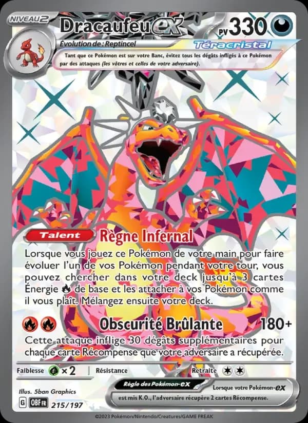 Carte Pokémon Dracaufeu-ex #215 — Flammes Obsidiennes