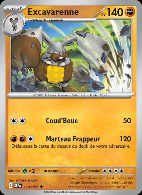 Carte Pokémon Excavarenne #113 — Flammes Obsidiennes