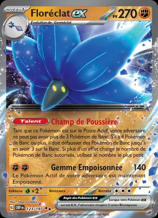 Carte Pokémon Floréclat-ex #123 — Flammes Obsidiennes