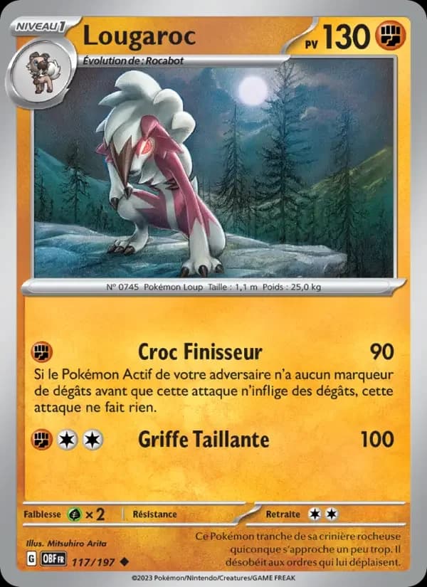 Carte Pokémon Lougaroc #117 — Flammes Obsidiennes