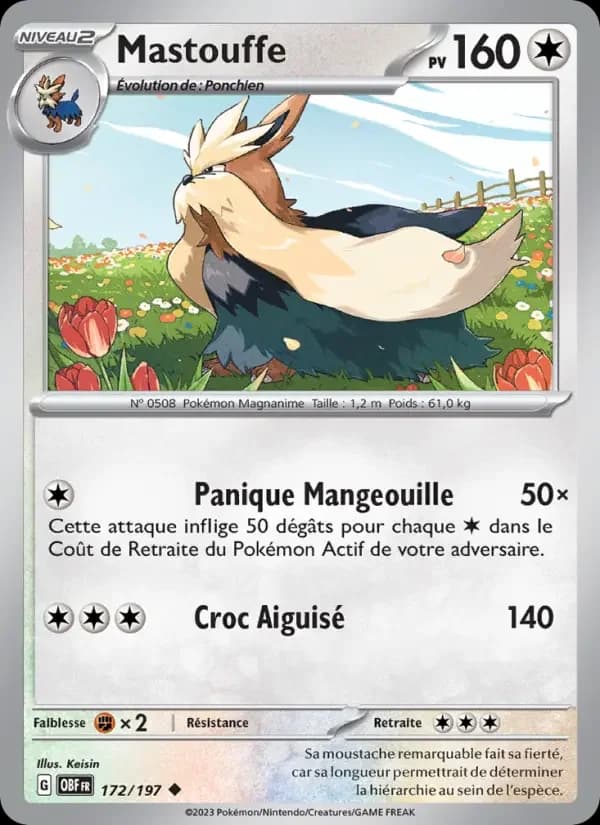 Carte Pokémon Mastouffe #172 — Flammes Obsidiennes