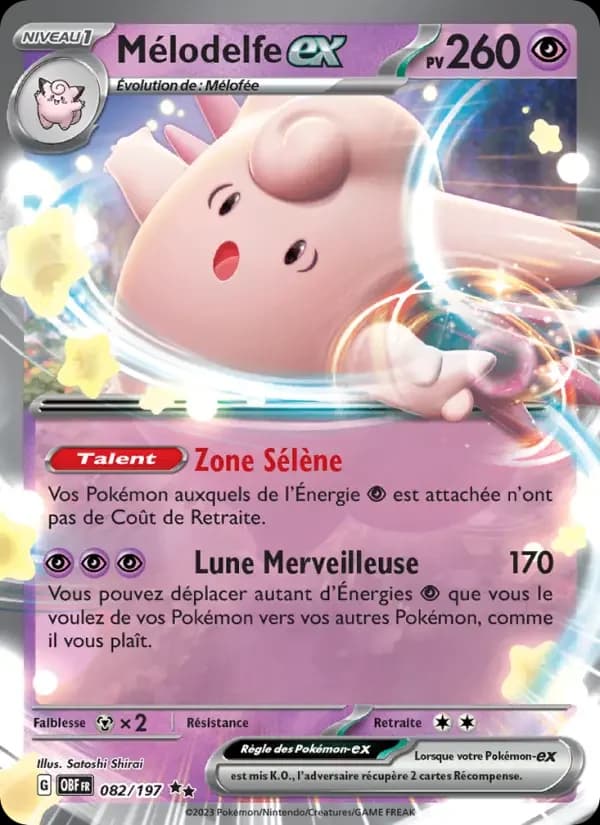 Carte Pokémon Mélodelfe-ex #082 — Flammes Obsidiennes