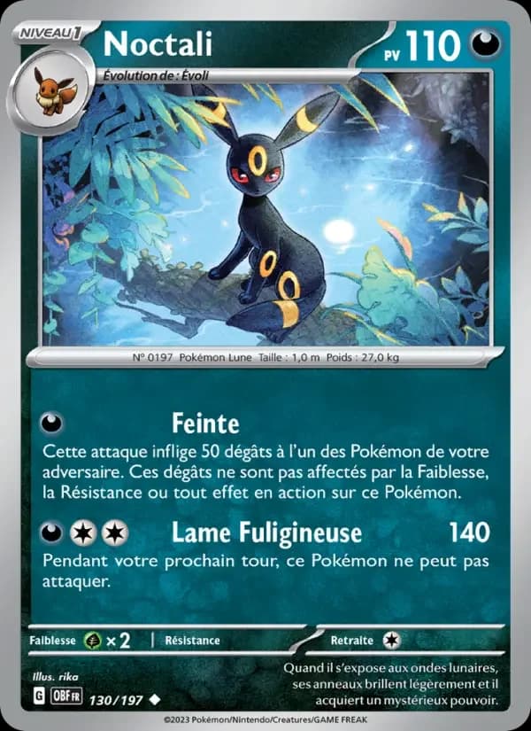 Carte Pokémon Noctali #130 — Flammes Obsidiennes
