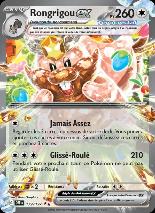 Carte Pokémon Rongrigou-ex #179 — Flammes Obsidiennes