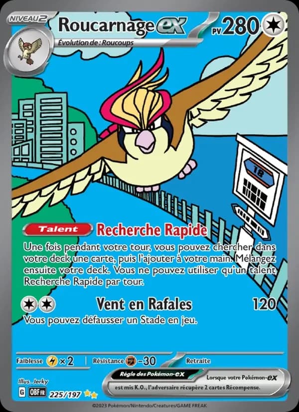 Carte Pokémon Roucarnage-ex #225 — Flammes Obsidiennes
