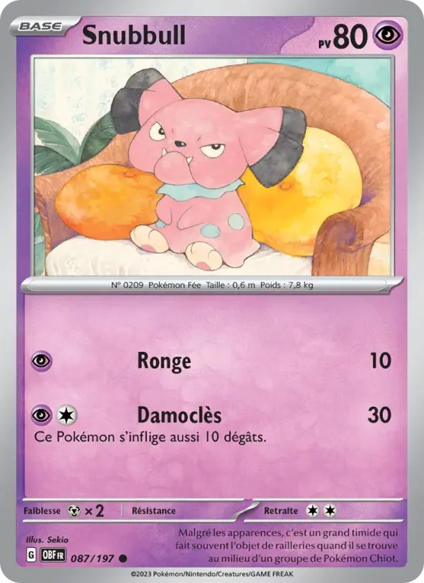 Carte Pokémon Snubbull #087 — Flammes Obsidiennes