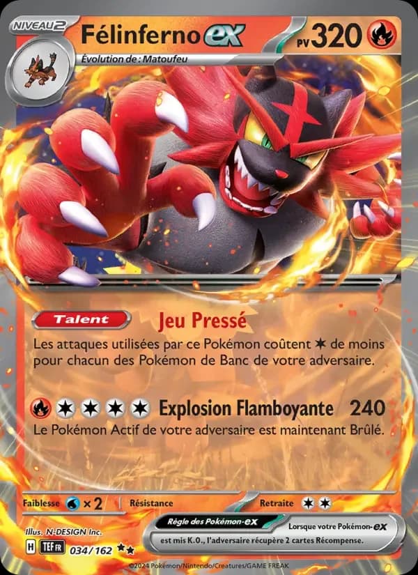Carte Pokémon Félinferno-ex #034 — Forces Temporelles