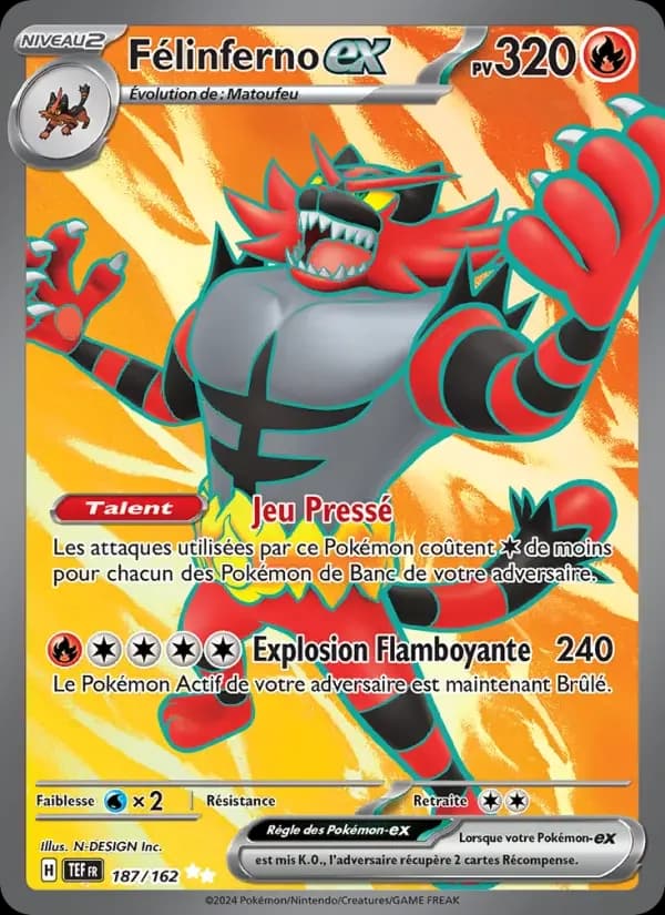 Carte Pokémon Félinferno-ex #187 — Forces Temporelles