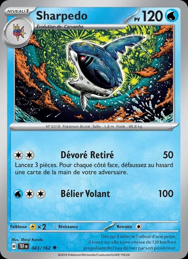 Carte Pokémon Sharpedo #043 — Forces Temporelles