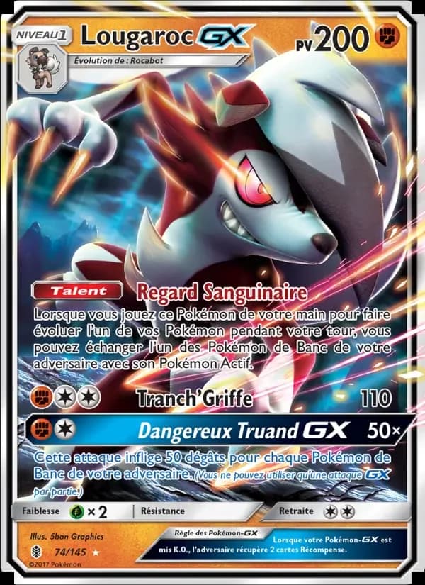 Carte Pokémon Lougaroc GX #74 — Gardiens Ascendants