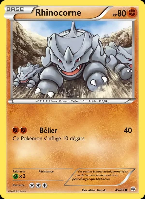 Carte Pokémon Rhinocorne #49 — Générations