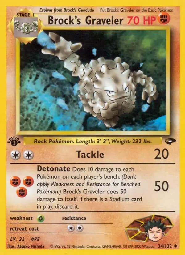 Carte Pokémon Brock's Gravalanch #34 — Gym Challenge