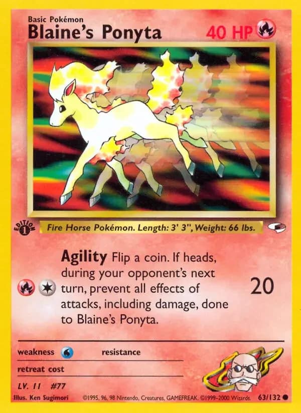 Carte Pokémon Blaine's Ponyta #63 — Gym Heroes
