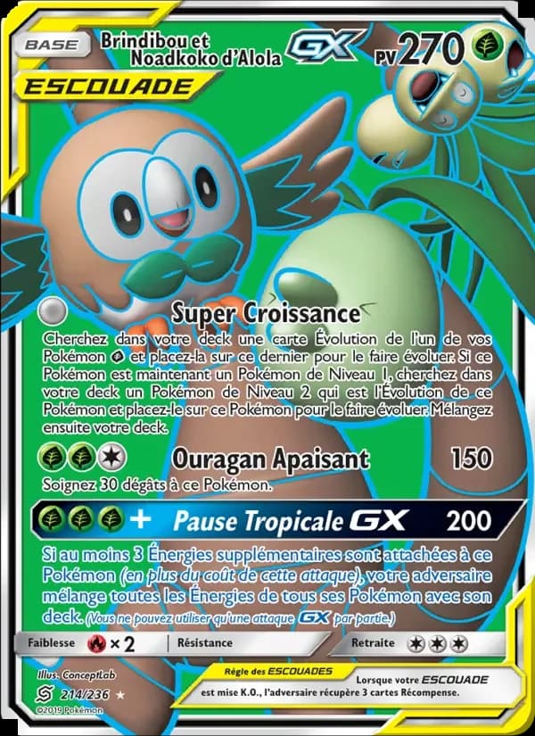 Carte Pokémon Brindibou et Noadkoko d’Alola GX #214 — Harmonie des Esprits