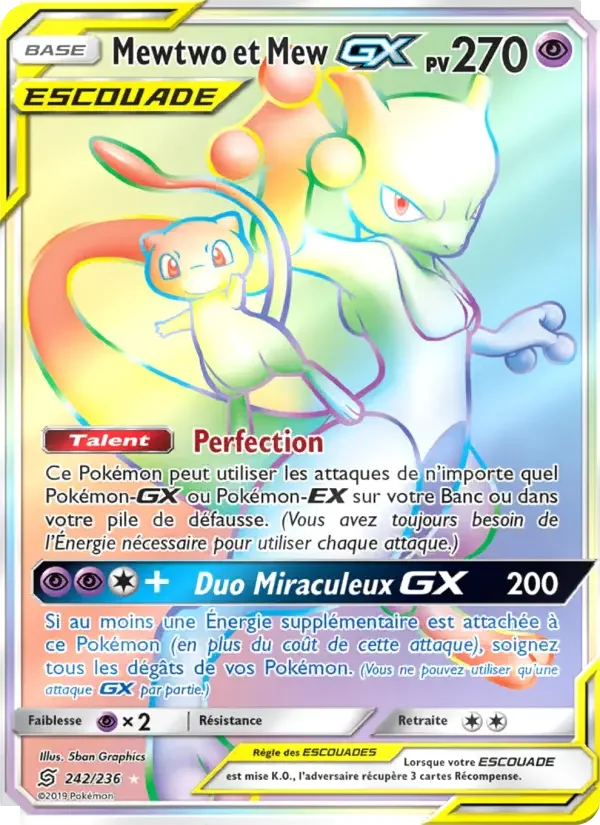 Carte Pokémon Mewtwo et Mew GX #242 — Harmonie des Esprits