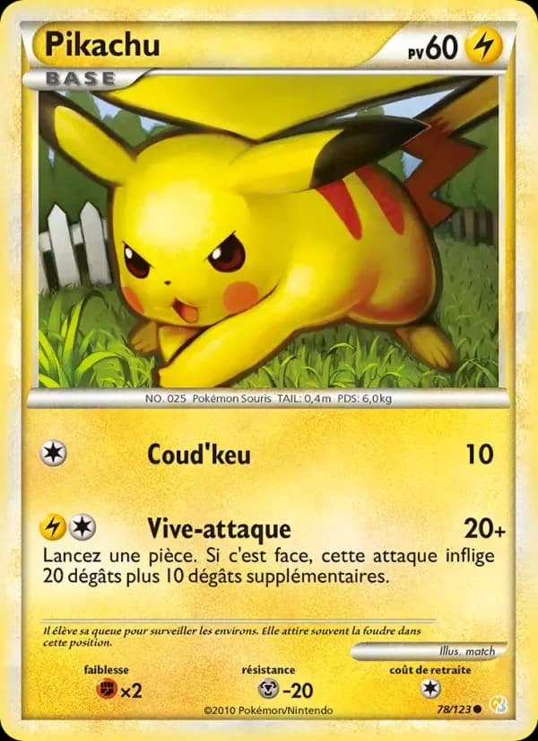 Carte Pokémon Pikachu #78 — HeartGold SoulSilver