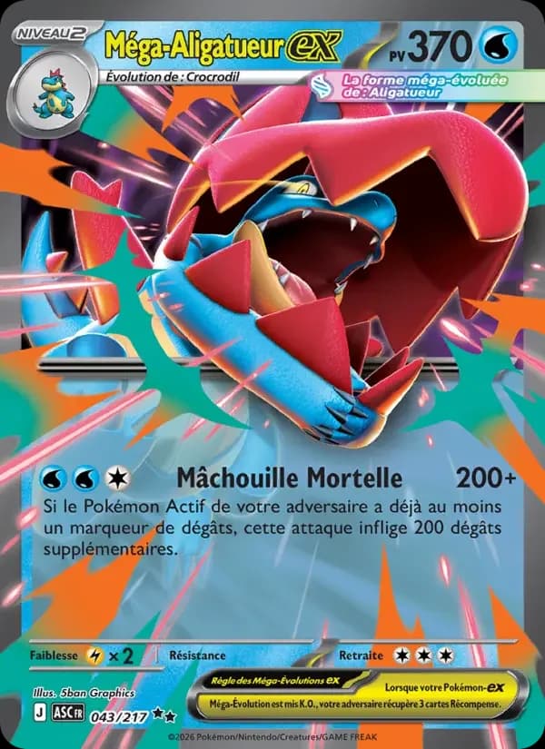 Carte Pokémon Méga-Aligatueur-ex #043 — Héros Transcendants