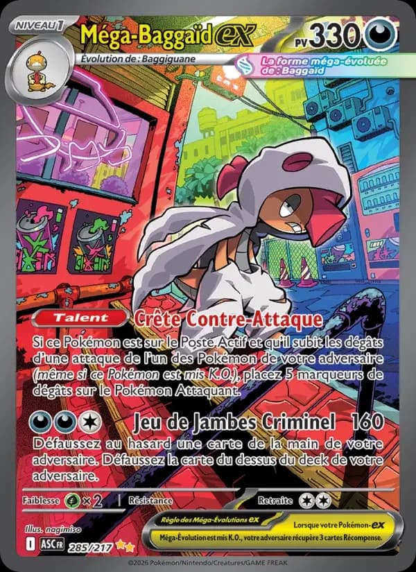 Carte Pokémon Méga-Baggaïd-ex #285 — Héros Transcendants