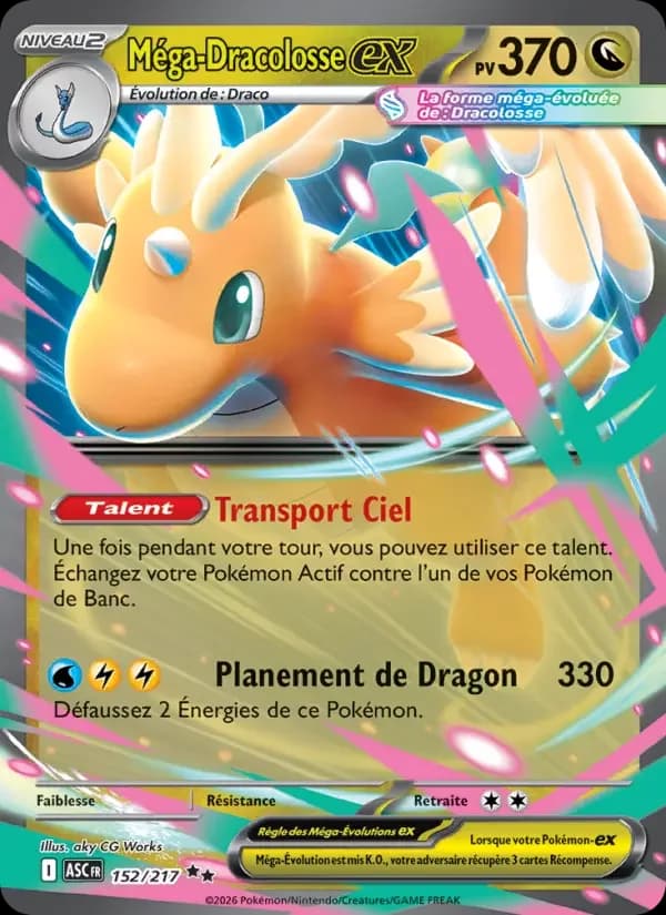 Carte Pokémon Méga-Dracolosse-ex #152 — Héros Transcendants